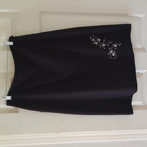 Wool, A-line skirt with bead and embroidered embellishments